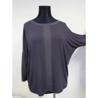 Tunika Bella luźna oversize ze srebrnymi wstawkami - grafitowa